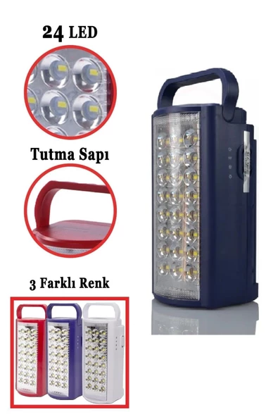 24 Led Ultra Güçlü Şarjlı Işıldak Powerbank El Feneri Kamp Masa Kafa Avcı Piknik Çadır Lambası - 2