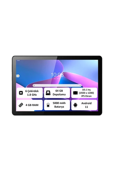 LENOVO   Tab M10 (3rd Gen) 4GB + 64GB 10.1" Wi-Fi Gri Tablet - ZAAG0003TR (Lenovo Türkiye Garantili)