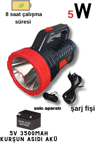 Kama Ultra Güçlü 3000 Metre Mesafeli 8 Saat Çalışma Süreli5w El Feneri Projektör Gk-6608 - Resim 4