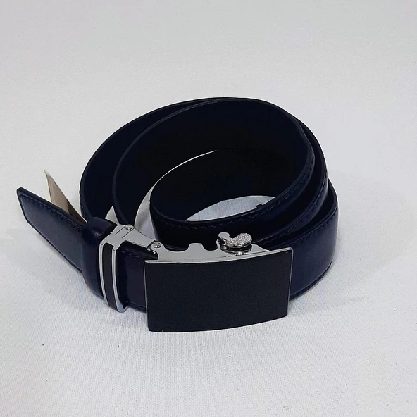 Fiyra 101-2 Lacivert 3,5cm Otomatik Tokalı Hakiki Deri Kemer - 3