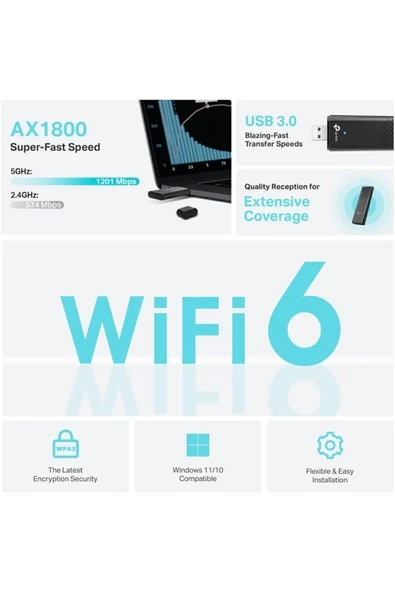 TP-LINK Archer TX20U AX1800 Dual Band Wi-Fi 6 USB Adaptör - 3