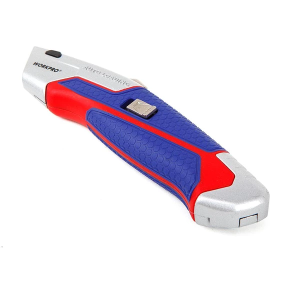WORKPRO WP213012 Ağır Hizmet Alüminyum Gövde Geri Çekilebilir Rötuş Maket Bıçağı + 4 Adet Yedek Bıçak - 12