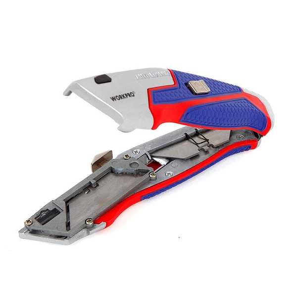 WORKPRO WP213012 Ağır Hizmet Alüminyum Gövde Geri Çekilebilir Rötuş Maket Bıçağı + 4 Adet Yedek Bıçak - 11
