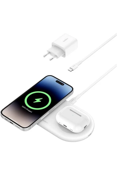 Belkin BoostCharge Pro 2'si 1 Uyumlu arada MageSafe Kablosuz Şarj İstasyonu - ?WIZ021vfBK - Resim 2
