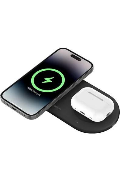 Belkin BoostCharge Pro 2'si 1 arada MageSafe Kablosuz Şarj İstasyonu - ?WIZ021vfBK
