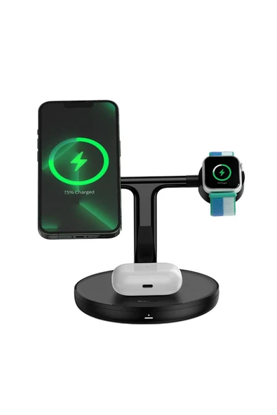 Baseus Swan 3 In 1 Wireless Magnetic Bracket 20w Kablosuz Hızlı Şarj Cihazı Universal Version
