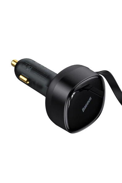 Baseus 2in1 Makaralı 30w Hızlı Şarj Type-c + Lightning Iphone Araç Şarj Cihazı Siyah - 3