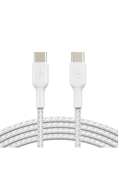 Belkin   Type-C to Type-C Örgülü Kablo 1 Metre (İkili Paket) - Beyaz