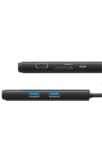 Memo   Baseus Lite Series 6 Portlu 100w Type-c + Pd Hub Adaptör Çoklayıcı Siyah - 3