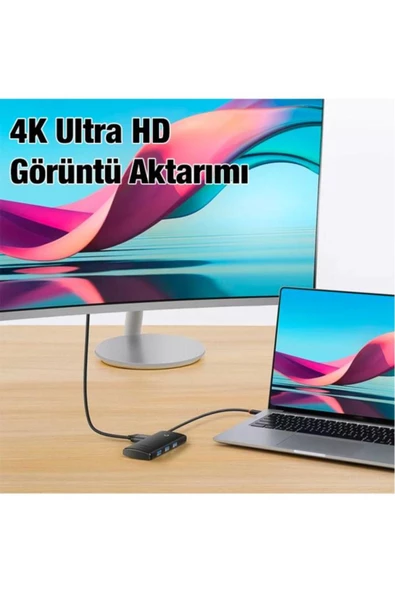 Memo   Baseus Lite Series 6 Portlu 100w Type-c + Pd Hub Adaptör Çoklayıcı Siyah - 7