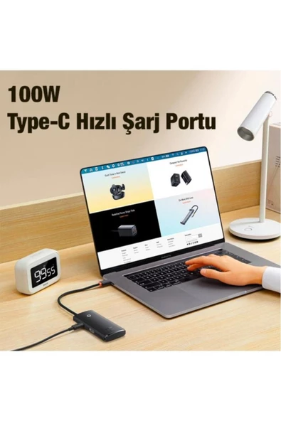 Memo   Baseus Lite Series 6 Portlu 100w Type-c + Pd Hub Adaptör Çoklayıcı Siyah - 5