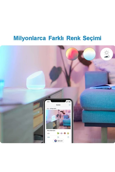 Wiz  Squire Renkli Ambiyans Akıllı Masa Lambası - Wi-fi Ble - Resim 4