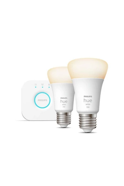 Philips   HueW 9.5-75W Beyaz Akıllı Başlangıç Seti 2'li E27