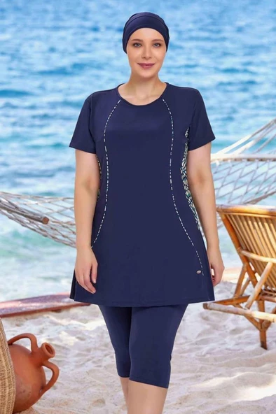 Adasea 3934 Helga Lacivert Büyük Beden Yarı Kapalı Mayo