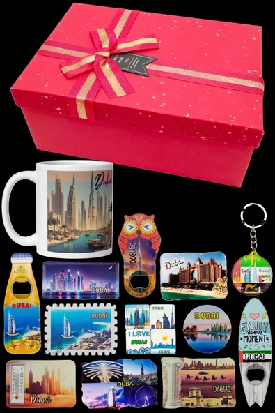 Dubai Hediye Kutusu 10 Parça Kupa Magnet Anahtarlık Kutu - Resim 6