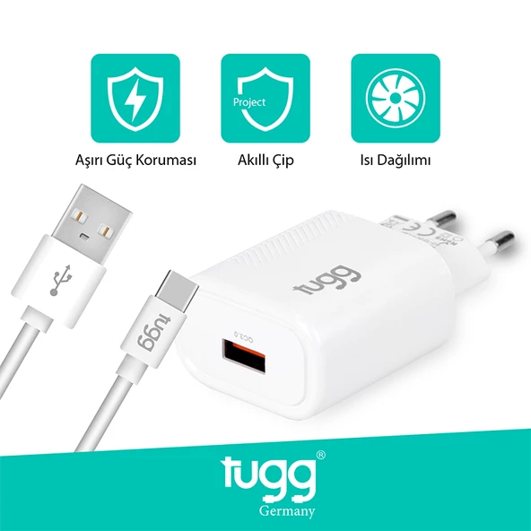 Tugg Germany Orjinal Hızlı Şarj Cihaz Seti 18W USB-Type-C 104302 - 2