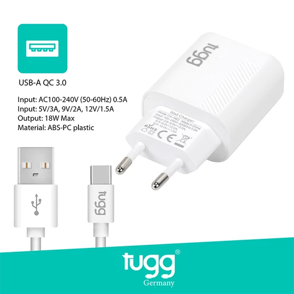 Tugg Germany Orjinal Hızlı Şarj Cihaz Seti 18W USB-Type-C 104302 - 3