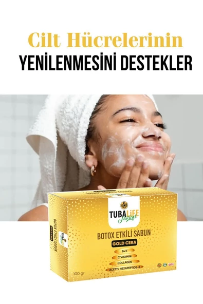 3'lü Kırışıklık Karşıtı Set - Kırışıklık Kremi, Botoks Etkili - 24k Altın Parçacıklı Serum ve Sabun - 4