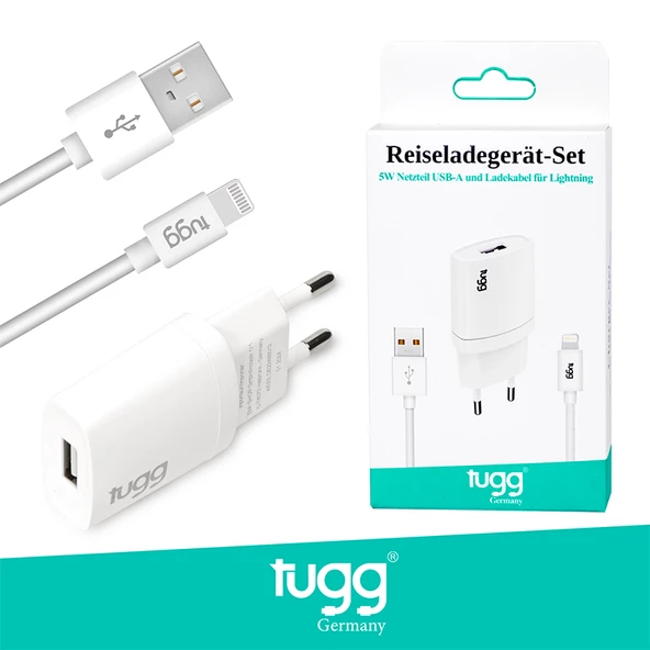 Tugg Germany Orjinal Şarj Cihaz Seti 5W USB - Lightning Uyumluluk (Apple İos İçin) 104300