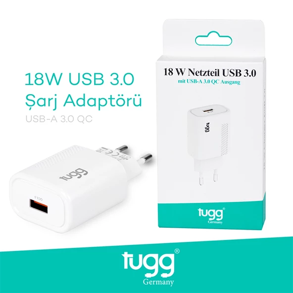 Tugg Germany Orjinal Hızlı Şarj Başlık USB Girişli 18W 104402