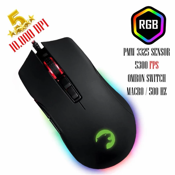 GAMEPOWER URSA RGB 10000 DPI GAMING MOUSE USB SİYAH