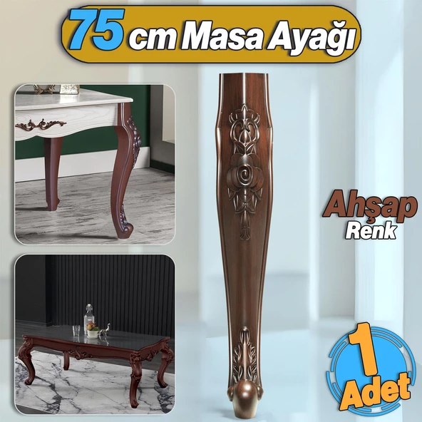 Rosa Masa Dresuar Ayağı 75 cm Plastik Ahşap Desenli Ayak Mutfak Yemek Masası Mobilya Ayakları