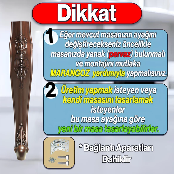 Rosa Masa Dresuar Ayağı 75 cm Plastik Ahşap Desenli Ayak Mutfak Yemek Masası Mobilya Ayakları - 2
