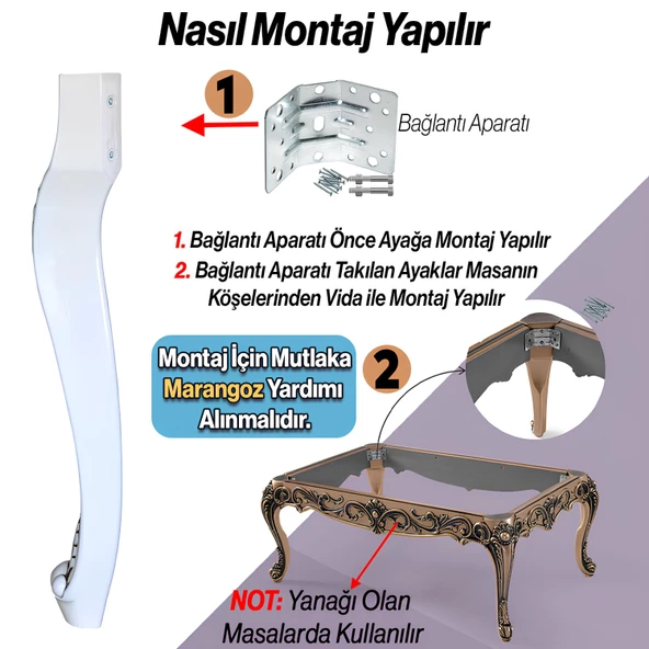 Rosa Masa Dresuar Ayağı 75 cm Plastik Beyaz Ayak Mutfak Yemek Masası Mobilya Ayakları - 5