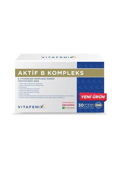 Vitafenix Aktif B Kompleks İçeren Takviye Edici Gıda 30 Kapsül- SKT:12/2026