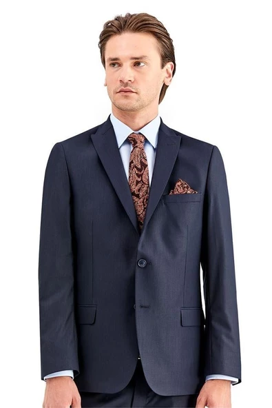 Lacivert Gabardin Kırlangıç Yaka Astarlı 6 Drop Slim Fit Dar Kesim Takım Elbise 1001225011 ürün görseli