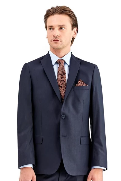 Lacivert Gabardin Kırlangıç Yaka Astarlı 6 Drop Slim Fit Dar Kesim Takım Elbise 1001220011 ürün görseli