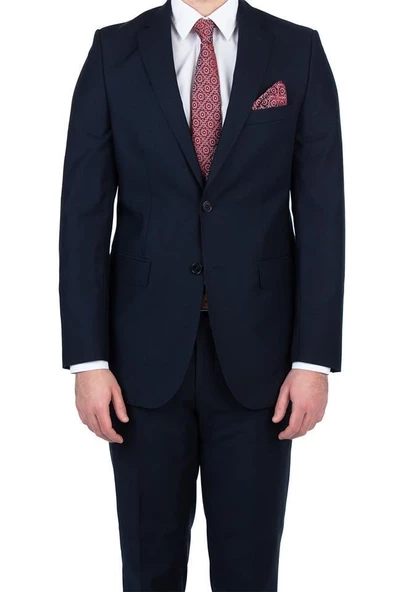 Lacivert Gabardin Mono Yaka Astarlı 4 Drop Comfort Fit Rahat Kesim Takım Elbise 1001220009
