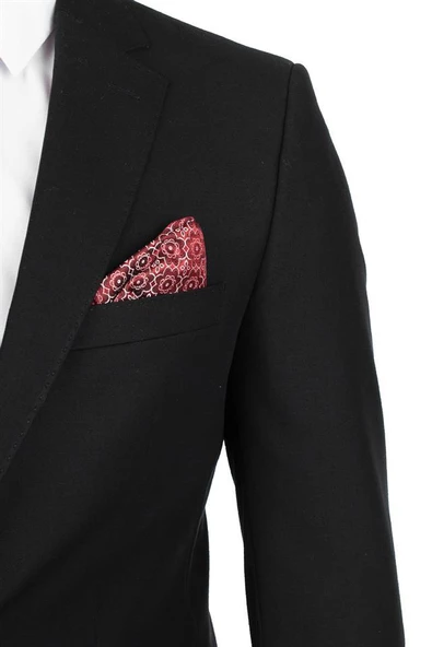 Siyah Gabardin Mono Yaka Astarlı 6 Drop Comfort Fit Rahat Kesim Takım Elbise 1001195010 - 4