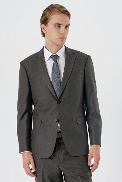 Koyu Haki Mono Yaka Tek Yırtmaç 4 Drop Comfort Fit Rahat Kesim Klasik Takım Elbise 1001235167