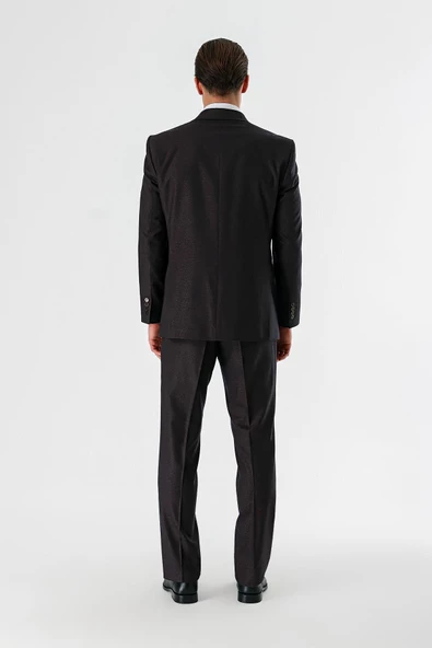 Kiremit Ekoseli Mono Yaka Çift Yırtmaç 6 Drop Comfort Rahat Kesim Klasik Takım Elbise 1001240160 - 2