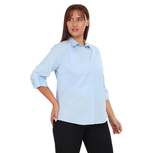 Cotton Klasik Büyük Beden Ofis Okul Gömlek - 4