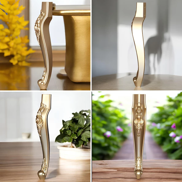 Rosa Masa Dresuar Ayağı 75 cm Plastik Gold Altın Ayak Mutfak Yemek Masası Mobilya Ayakları - Resim 6