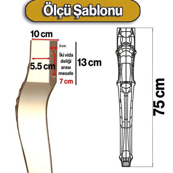 Rosa Masa Dresuar Ayağı 75 cm Plastik Gold Altın Ayak Mutfak Yemek Masası Mobilya Ayakları - Resim 8