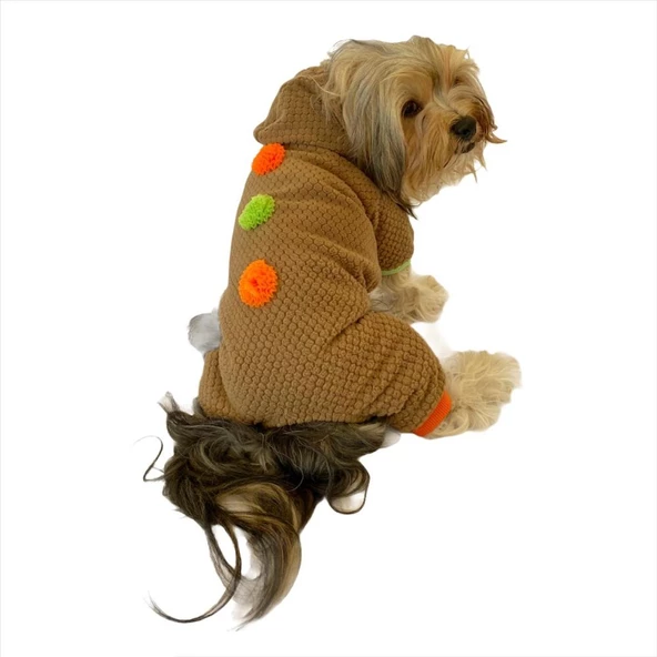 Trio Flower Brown Köpek Tulumu Köpek Kıyafeti