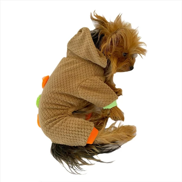 Trio Flower Brown Köpek Tulumu Köpek Kıyafeti - 5