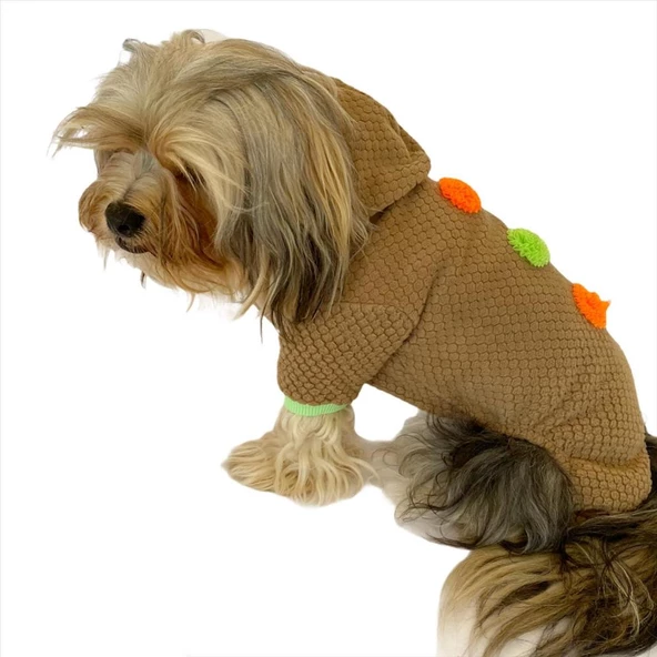 Trio Flower Brown Köpek Tulumu Köpek Kıyafeti - 6