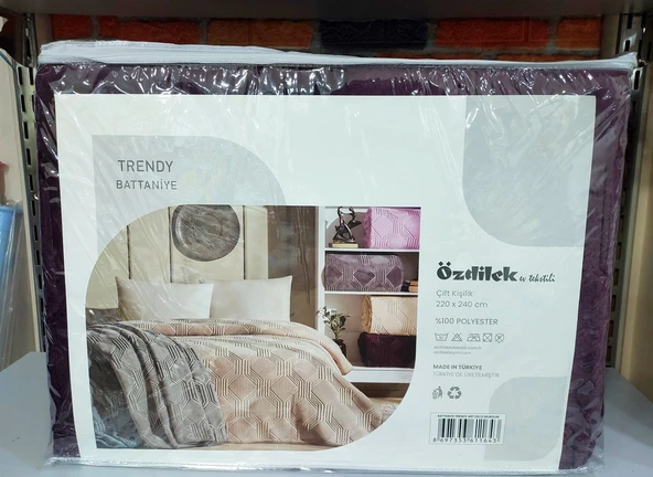 Özdilek Trendy Embos Çift Kişilik Battaniye (220x240)-Art Deco Mürdüm - Resim 2