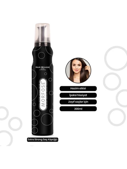 Morfose Saç Köpügü Extra Strong Siyah 200 ml - 2