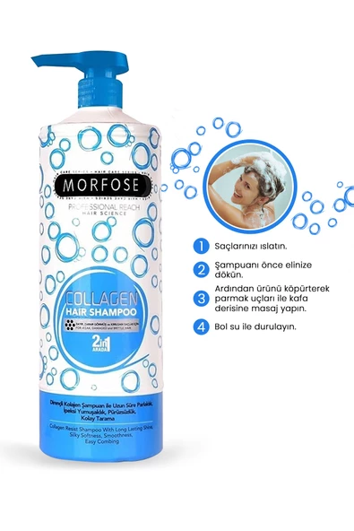 Morfose 2in 1 Collagen Şampuan Mavi 1000 ml