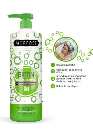 Morfose 2 in 1 Biotin Içeren Saç Şampuanı 1000 ml