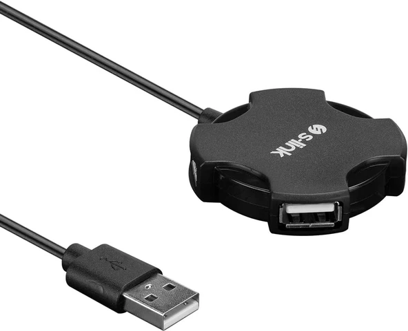 S-link Swapp SW-U212 Siyah Usb 2.0 4 Port Hub Kablolu Çevirici Adaptör