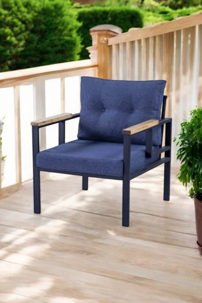 Pimango Pielize Demonte Bahçe Ve Balkon Mobilyası, Çay Seti, Mavi - 3