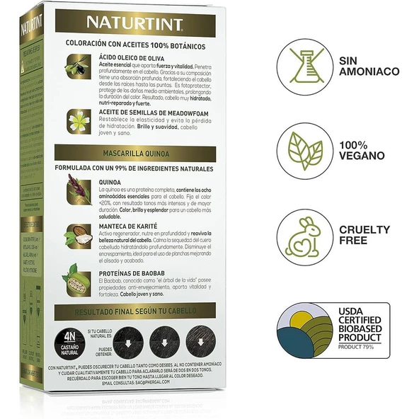 Naturtint 4N Doğal Kestane Doğal Saç Boyası 170ML - 3