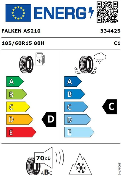 Falken 185/60 R15 TL 88H XL EUROALL SEASON Dört Mevsim Lastiği (Üretim Tarihi:2024) - Resim 2