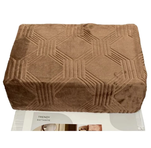 Özdilek Trendy Embos Tek Kişilik Battaniye (155x220)-Art Deco Light Brown - 2